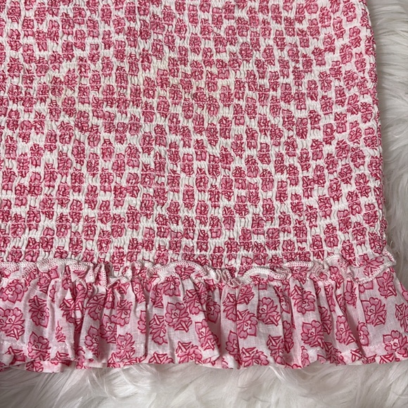 Billabong Light Flaws Floral Eyes On You Ruffle Skirt Smocked Pink White Size S - Picture 2 of 12